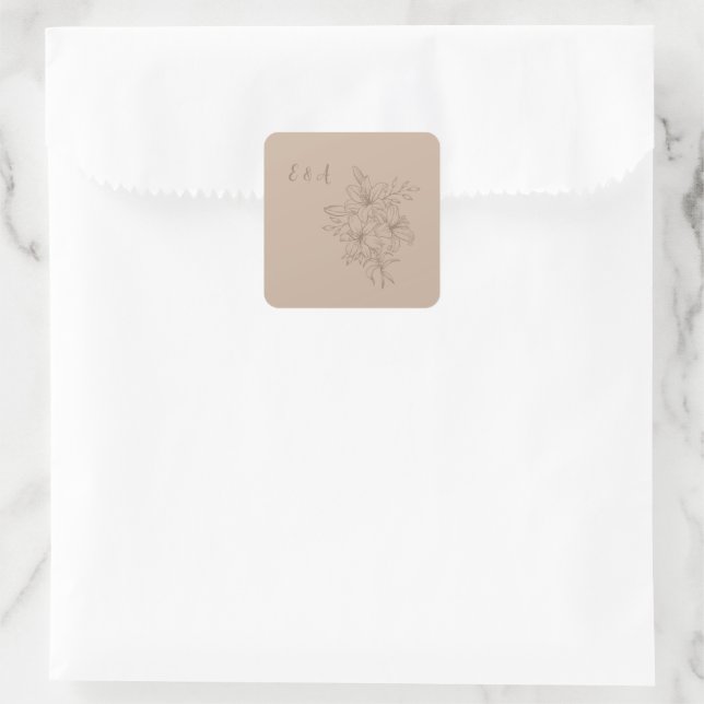Adesivo Quadrado Elegant Beige Floral Wedding (Bolsa)