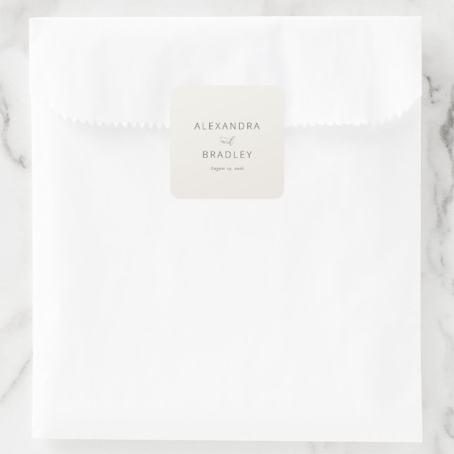 Adesivo Quadrado Elegant Beige Typographic (Bolsa)
