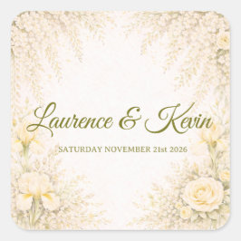 Adesivo Quadrado Elegant Botanical Wedding