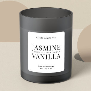 Adesivo Quadrado Elegant Candle Square Label Minimalist Black White