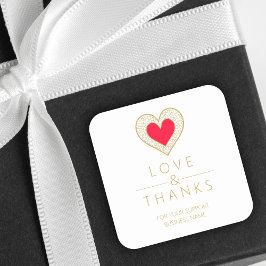 Adesivo Quadrado Elegant Chic Gratitude Red Gold Heart Lace