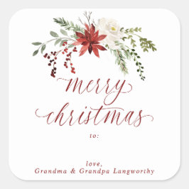 Adesivo Quadrado Elegant Christmas Stickers for Gifts Watercolor