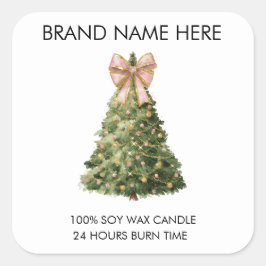 Adesivo Quadrado Elegant Christmas Tree | Candle Labels