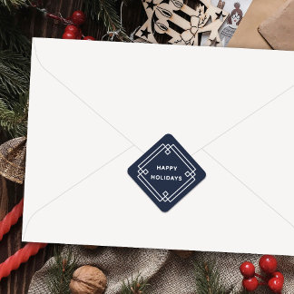 Adesivo Quadrado Elegant Deco Frame Happy Holidays Diagonal Sticker