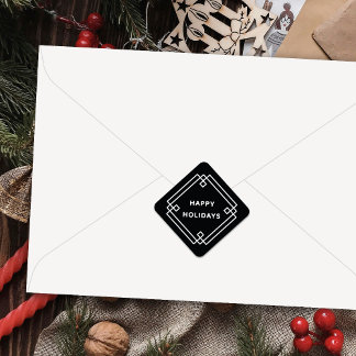 Adesivo Quadrado Elegant Deco Frame Happy Holidays Diagonal Sticker