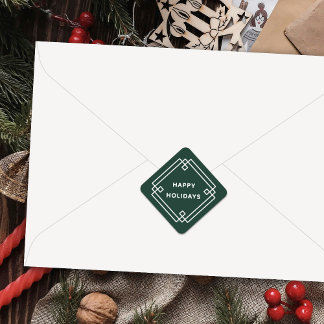 Adesivo Quadrado Elegant Deco Frame Happy Holidays Diagonal Sticker