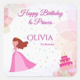 Adesivo Quadrado Elegant Disney princess birthday