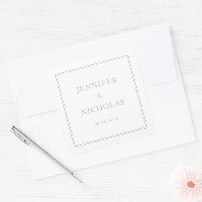Adesivo Quadrado Elegant Formal Powder Blue Wedding (Envelope)