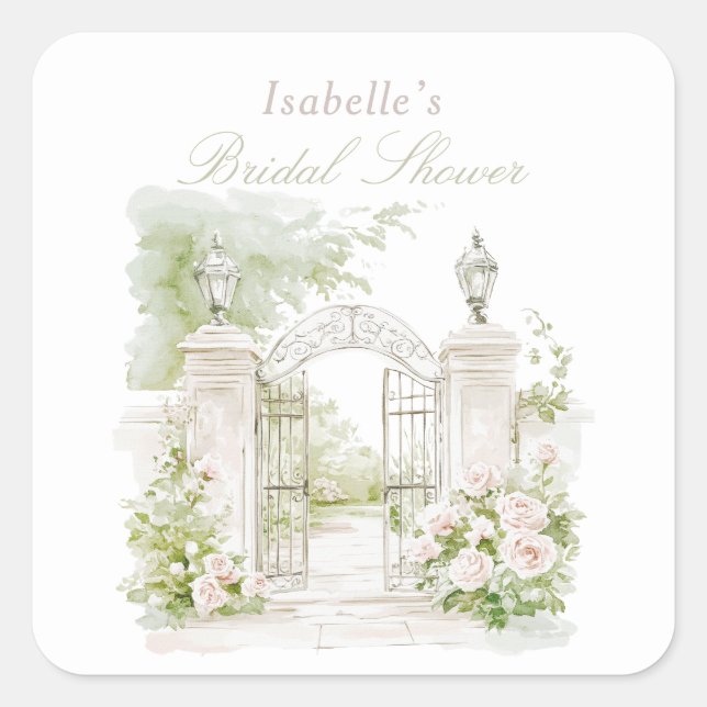 Adesivo Quadrado Elegant French Chateau Pastel Bridal Garden  (Frente)