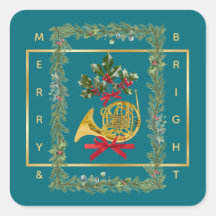 Elegant French Horn Christmas Teal