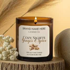 Adesivo Quadrado Elegant Ginger & Spice Christmas Candle Labels
