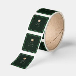 Adesivo Quadrado Elegant Green Plaid Merry Christmas