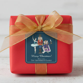 Adesivo Quadrado Elegant Nutcracker Merry Christmas Square Sticker
