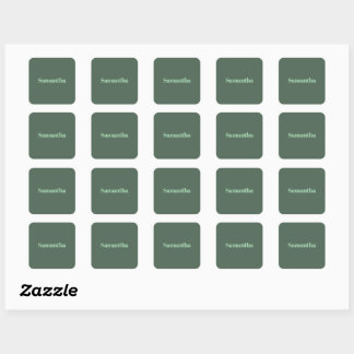 Adesivo Quadrado Elegant Personalized Name Typography |sage green