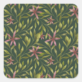 Adesivo Quadrado Elegant Pink Flower Pattern on Dark Background