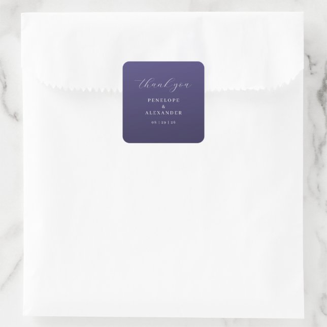Adesivo Quadrado Elegant Purple Thank You Card (Bolsa)