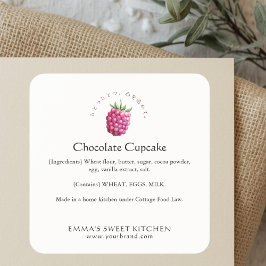 Adesivo Quadrado Elegant Raspberry Bakery Ingredient