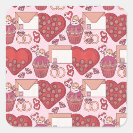 Adesivo Quadrado Elegant Red Heart Love Theme Valentine’s Day Gift