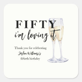Adesivo Quadrado Elegant Simple I'm Loving It 50th Birthday