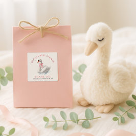 Adesivo Quadrado Elegant Swan Thank You Baby Shower 