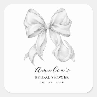 Adesivo Quadrado Elegant, tying the knot bridal shower white bow.