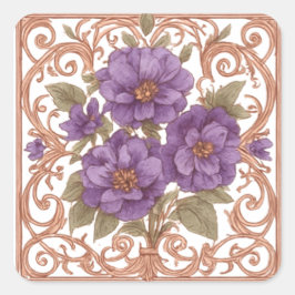 Adesivo Quadrado Elegant Vintage Nouveau Floral Arch Wedding