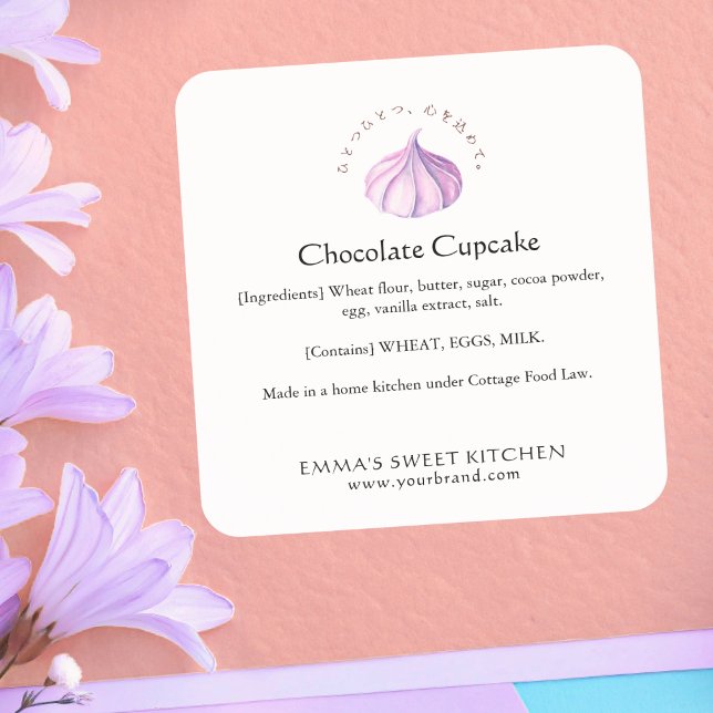 Adesivo Quadrado Elegant Whipped Cream Bakery Ingredient (Criador carregado)