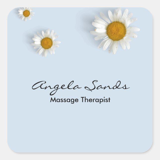 Adesivo Quadrado Elegant white daisies blue (Frente)