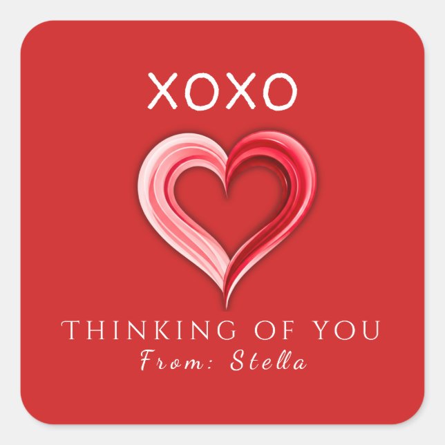 Adesivo Quadrado Elegant XOXO Valentine's Sticker • Love Tag (Frente)