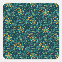 Elegant Yellow and Teal Floral Pattern Design