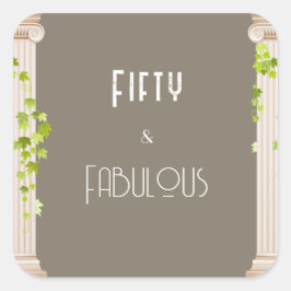 Adesivo Quadrado Elegante 50 Fabuloso Tema Grego de Aniversário Bro