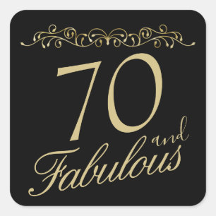 Adesivo Quadrado Elegante 70 e Fabuloso 70 de Ornamento Aniversário