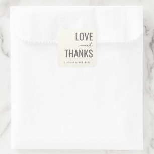 Adesivo Quadrado Elegante Amor Cinza Obrigado