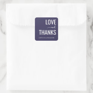 Adesivo Quadrado Elegante Amor e Gratidão Azul Marinho