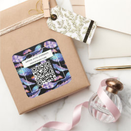 Adesivo Quadrado Elegante Aquarela Possui Seu Logotipo Slogan