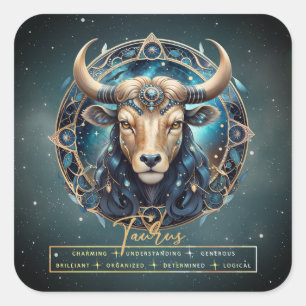 Adesivo Quadrado Elegante Astrologia Negra Dourada Símbolo Zodiac T