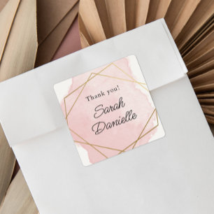 Adesivo Quadrado Elegante Bat Rosa Mitzvah Obrigado