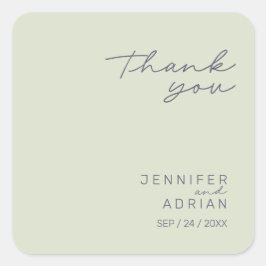 Adesivo Quadrado Elegante Beige Minimal Obrigado Casamento
