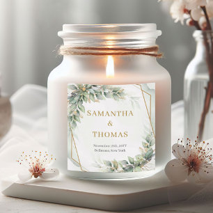 Adesivo Quadrado Elegante boho eucalipto-verde-ouro