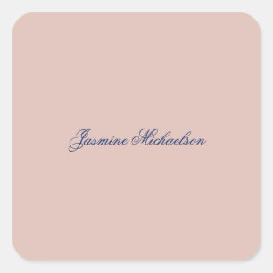 Adesivo Quadrado Elegante Caligrafia Chic Nome Cor Dourado Rosa