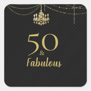Adesivo Quadrado Elegante Candeeiro de Ouro Preto 50 & Fabuloso