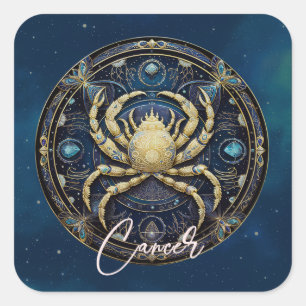 Adesivo Quadrado Elegante Caranguejo Celestial - Sinal Sun Preto -