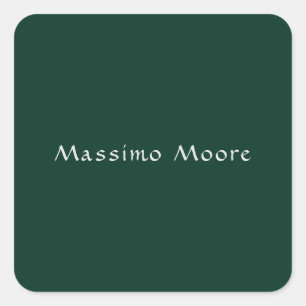 Adesivo Quadrado Elegante Casual Verde Escuro Próprio Nome Escrito 