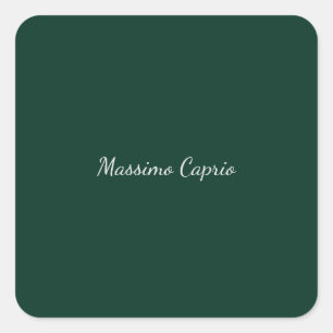 Adesivo Quadrado Elegante Casual Verde Escuro Próprio Nome Escrito 