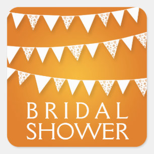 Adesivo Quadrado Elegante Chá de panela Adorando Laranja