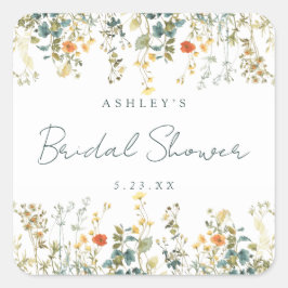 Adesivo Quadrado Elegante Chá de panela de flor selvagem