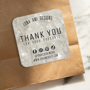 Adesivo Quadrado Elegante Crystal Diamond Obrigado Encomenda