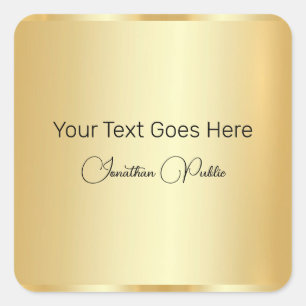 Adesivo Quadrado Elegante de aparência Dourada de Modelo de Script