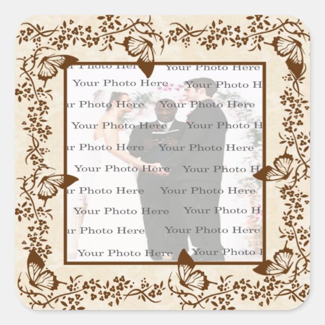 Adesivo Quadrado Elegante de borboletas quadradas (Frente)