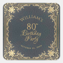 Elegante Dourado Azul de 80 Birthday Vintage